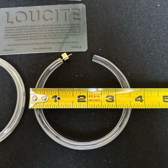ALISON LOU, LOUCITE Collection, Hoop Earrings, Grey, Large, Brand New - Picture 4 of 7